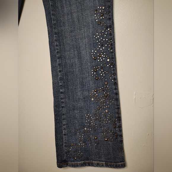 Coldwater Creek women's denim jeans,straight leg,high rise, studs,sz 10,Boho. - Picture 15 of 16